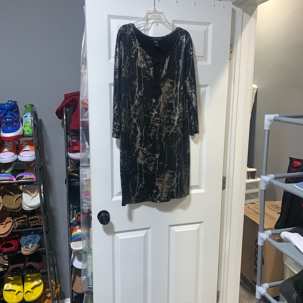 Gold and black metallic mini dress